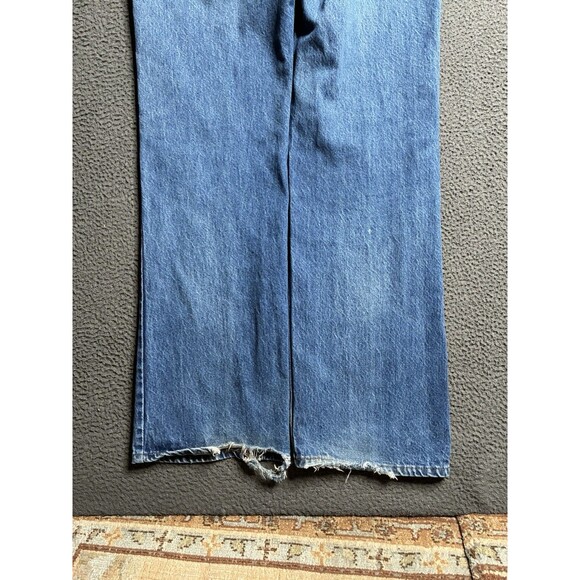 Vintage 80’s Levi’s 517 Orange Tab Blue Bootcut Jeans 37 X 33 Made USA Whiskered - Picture 5 of 16